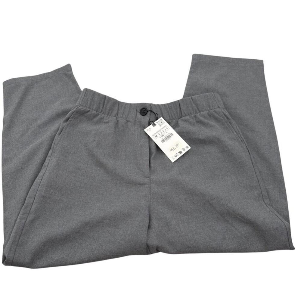 NWT ZARA Elastic waste back pockets straight ankle gray side 8372/317/803 Medium - Picture 7 of 11